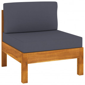 Wooden Sofa Dark Grey Solid Acacia wood, Fabric (100% p...