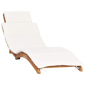 Sunlounger Cream White Fine sanded teak hardwood Standa...