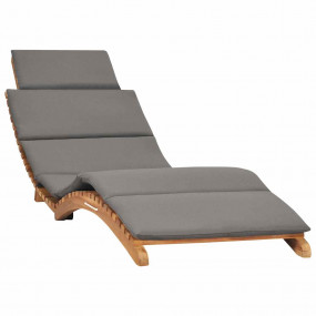 Sunlounger Dark Grey Teak Wood Standard Adjustable Armr...