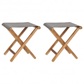 Folding Chair Set of 2 Dark Grey, Teak