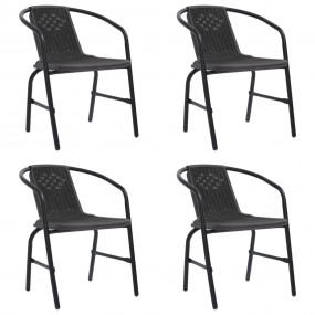 Garden Chair Set of 4 Black Plastic rattan Standard Sta...