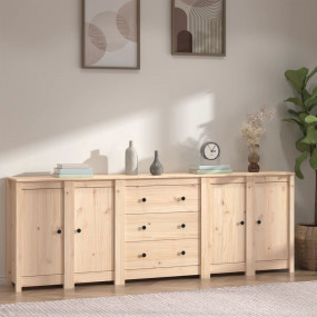 Sideboard Natural Pine Solid Pinewood Large Sideboard