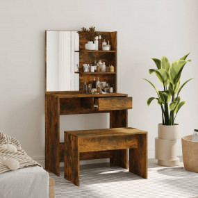 Dressing Table Set Smoked Oak Engineered wood Dressing ...