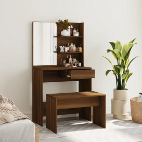 Dressing Table Set Brown oak Engineered wood Compact