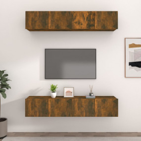 TV Cabinet Set of 4 Smoked Oak Engineered Wood