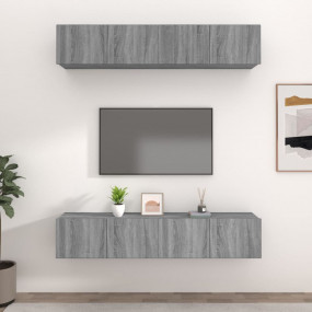 TV Cabinet Set of 4 Gray Sonoma Engineered wood Medium