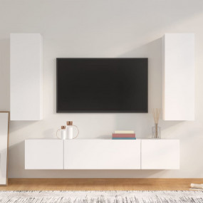 TV Cabinet Set Set of 4 White Engineered wood Standard