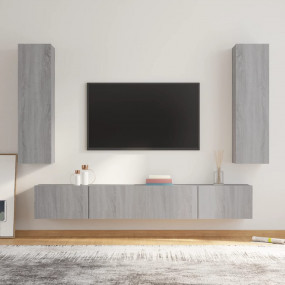 TV Cabinet Set Set of 4 Grey Sonoma Engineered wood Med...