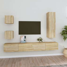 TV Cabinet Set Set of 5 Sonoma Oak Engineered Wood Larg...