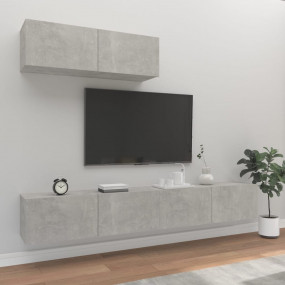 TV Cabinet Set Set of 3 Concrete Grey Engineered Wood M...