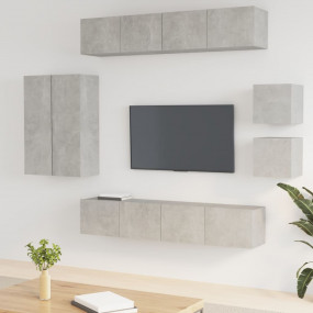 TV Cabinet Set Set of 8 Concrete Grey Engineered Wood
