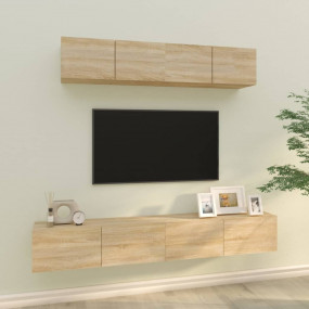 TV Cabinet Set Set of 4 Sonoma Oak Engineered Wood Medi...