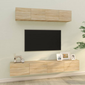 TV Cabinet Set 4 Pieces Sonoma Oak Engineered Wood Medi...