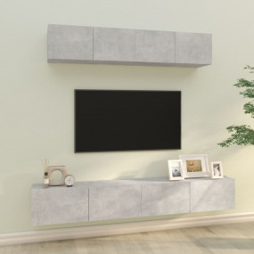 TV Cabinet Set Set of 4 Concrete grey Engineered wood L...
