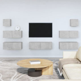 TV Cabinet Set Set of 7 Concrete gray Engineered wood M...