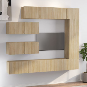 TV Cabinet Set Set of 7 Sonoma Oak Engineered Wood Stan...