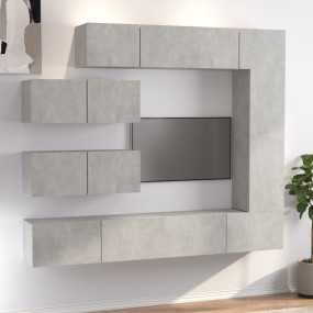 TV Cabinet Set 7 Piece Concrete Gray Engineered Wood Wa...