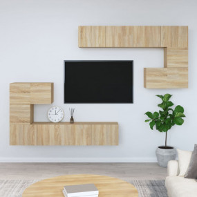 Wall-Mounted TV Cabinet Sonoma Oak Engineered Wood Larg...