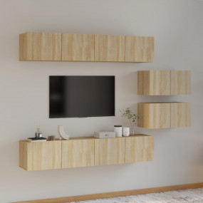 TV Cabinet Set Set of 6 Sonoma Oak Engineered wood TV C...