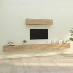 TV Cabinet Set Set of 6 Sonoma Oak Engineered Wood Stan...