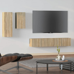 TV Cabinet Set Set of 4 Sonoma oak Engineered wood 4 Pi...