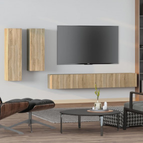 TV Cabinet Set Set of 4 Sonoma oak Engineered wood