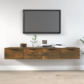 Wall Cabinet Set of 2 Smoked Oak Engineered Wood Medium