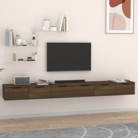 Wall Cabinet Set of 2 Brown Oak Engineered Wood Medium