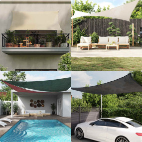 Sunshade Sail Yellow High-density polyethylene (HDPE) L...