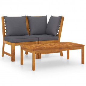 Garden Lounge Set Dark Grey Solid acacia wood Medium Mo...