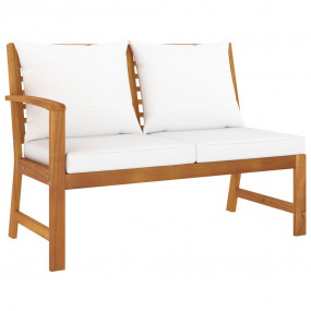 Garden Bench Cream, Wood Brown Solid Acacia Wood, Polye...