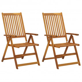 Garden Chair Set of 2 Natural wood Solid acacia wood Me...
