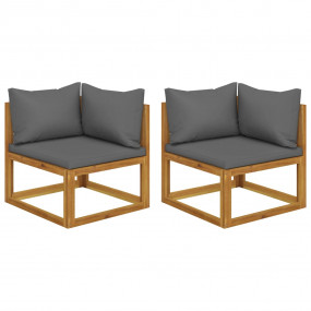 Corner Sofa Dark Grey Solid Acacia Wood Modular Corner ...