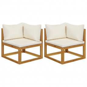 Corner Sofa Cream white Solid acacia wood Standard two-...