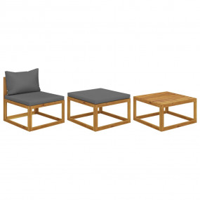 Garden Lounge Set Dark grey, Natural wood
