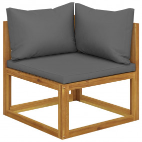 Corner Sofa Dark Grey Solid Acacia wood, 100% polyester...