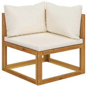 Sectional Sofa Cream White Solid Acacia wood, 100% poly...