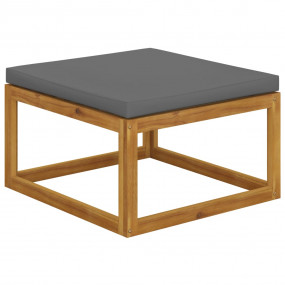 Footstool Dark Grey Solid Acacia Wood, Polyester Medium...