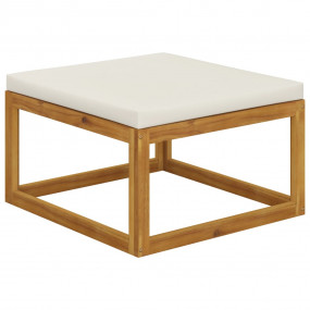 Footstool Cream white Solid Acacia wood 26.8 x 26.8 in ...