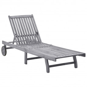 Sunlounger Grey wash Solid Acacia wood Standard Height-...