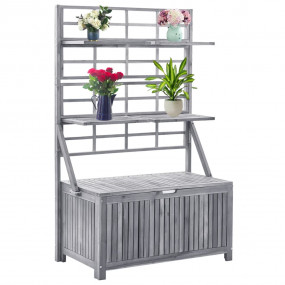 Storage Box Gray Solid acacia wood 39x21.7x63 in Storag...