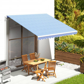 Replacement Awning Fabric Blue and White