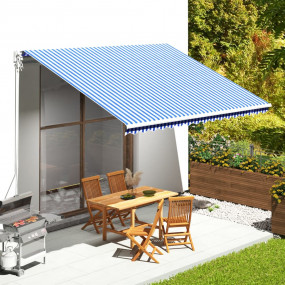 Replacement Awning Fabric Blue and White
