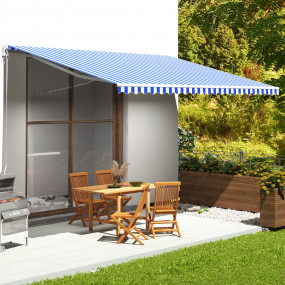 Replacement Awning Fabric Blue and white