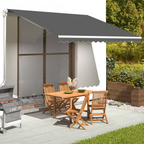 Replacement Awning Fabric Anthracite 100% Polyester wit...