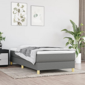 Bed Frame Dark Gray Polyester, Plywood, Engineered Wood...