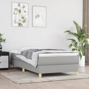 Bed Frame Light Gray Polyester, Plywood, Engineered Woo...