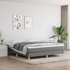 Bed Frame Dark Gray Polyester, Plywood, Engineered Wood...