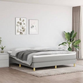 Bed Frame Light Gray Polyester Fabric, Plywood, Enginee...