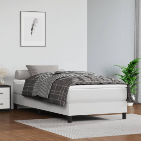 Bed Frame White Faux leather, Plywood, Engineered wood ...